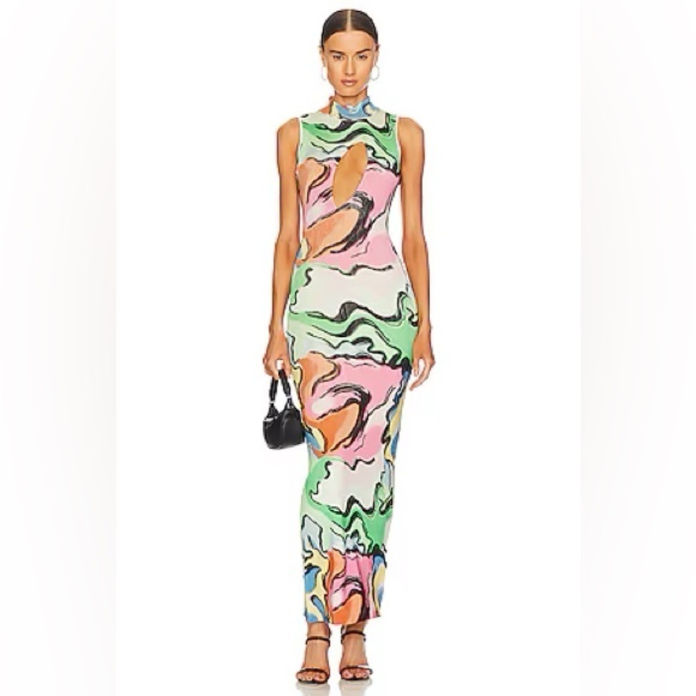Multicolor Abstract Maxi Dress